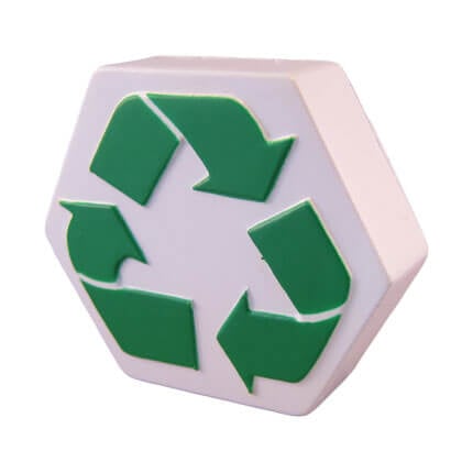 Recycle logo shaped stress ball