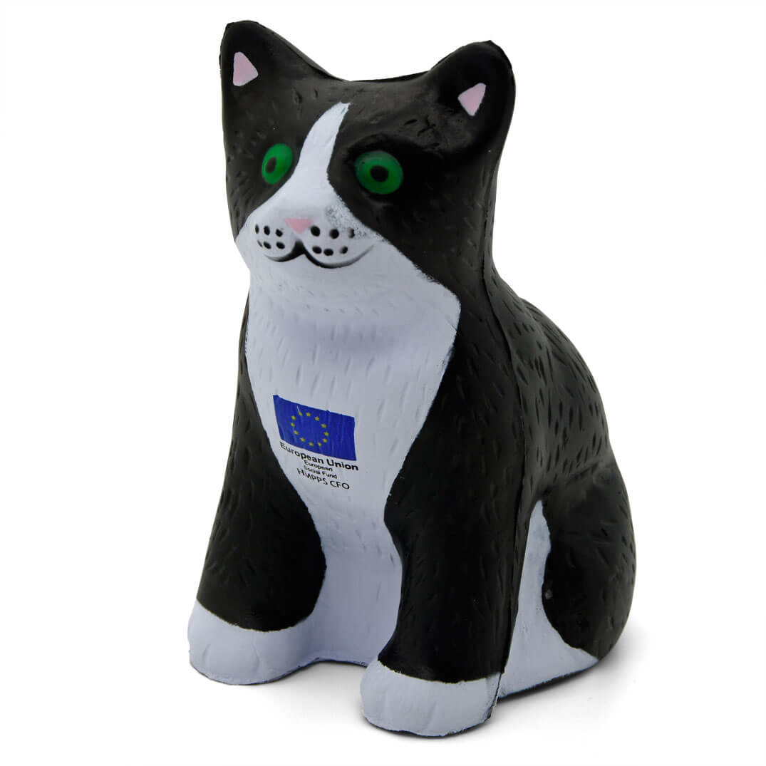 Black Cat Shaped Stress Ball Front Side View