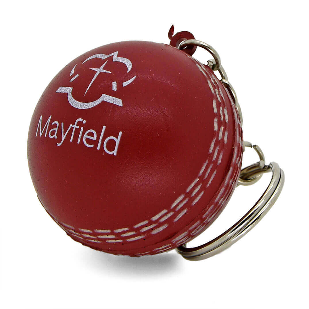 Stress Cricket Ball Keyring Front and Seam
