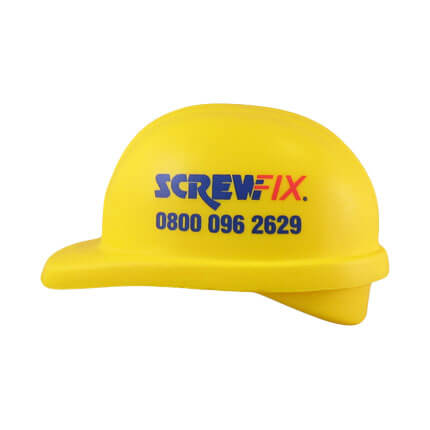 Hard hat shaped stress ball with logo