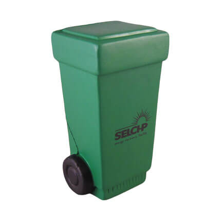 Wheelie bin stress ball side view