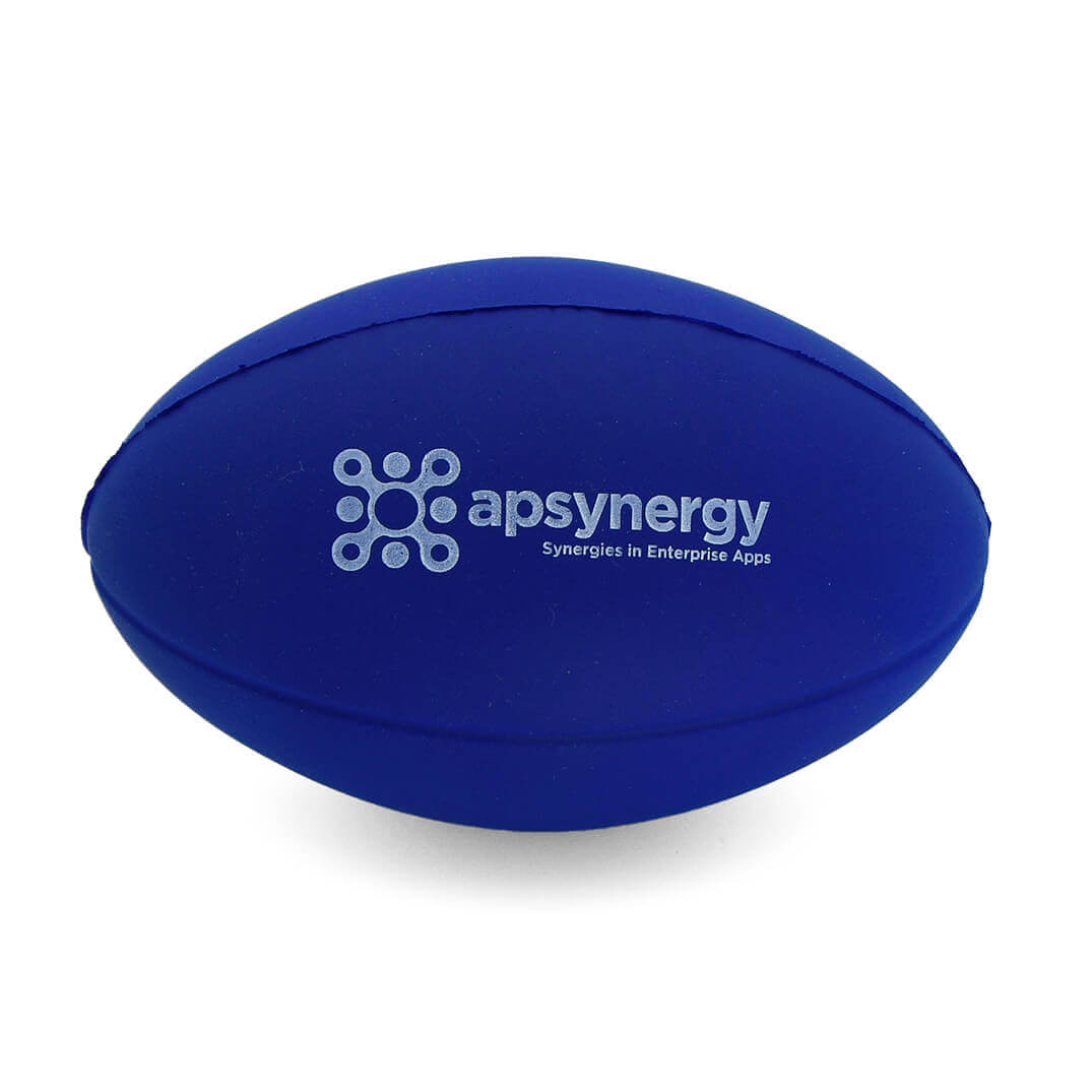 Blue Stress Rugby Ball Front View
