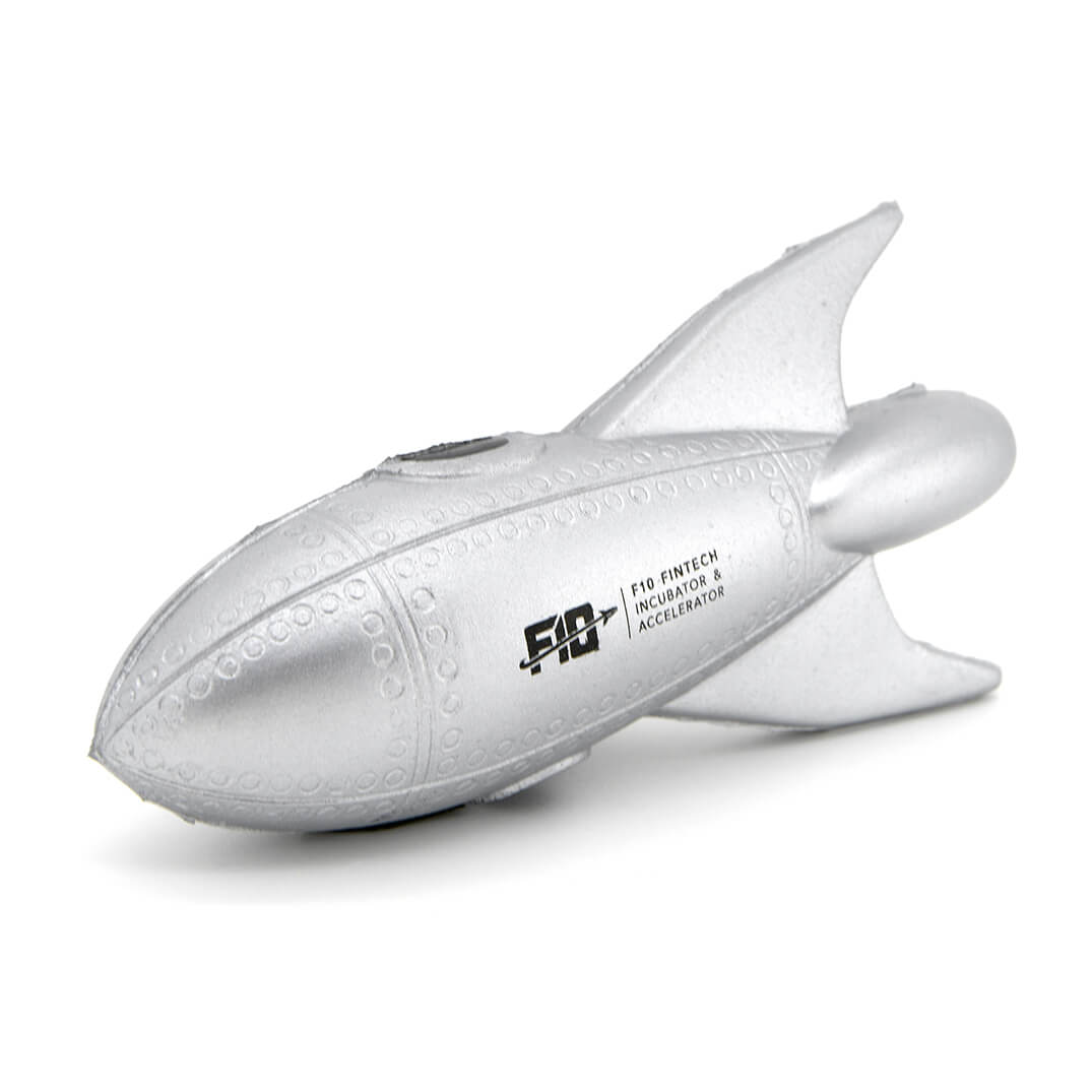 Silver Rocket Stress Ball Angled View