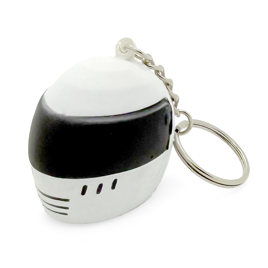 White Stress Crash Helmet Keyring Front