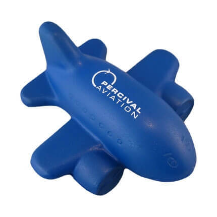 Smiley face aeroplane stress ball top view with logo