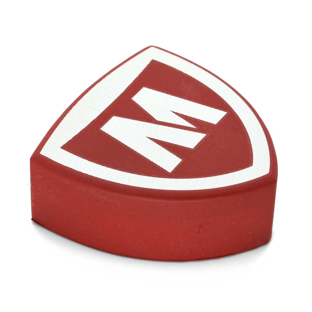 Red Shield Shaped Stress Ball Side View