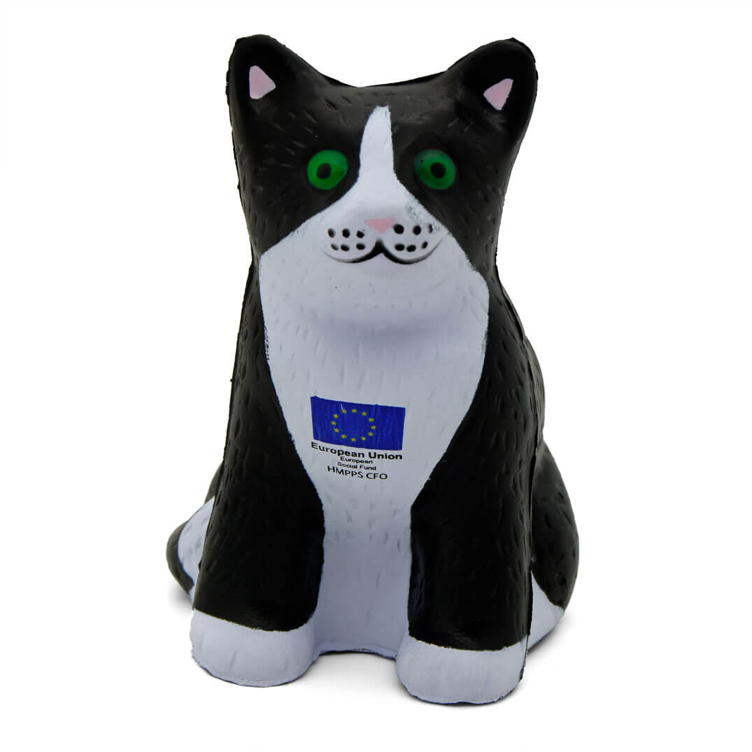 Black Cat Shaped Stress Ball Front View