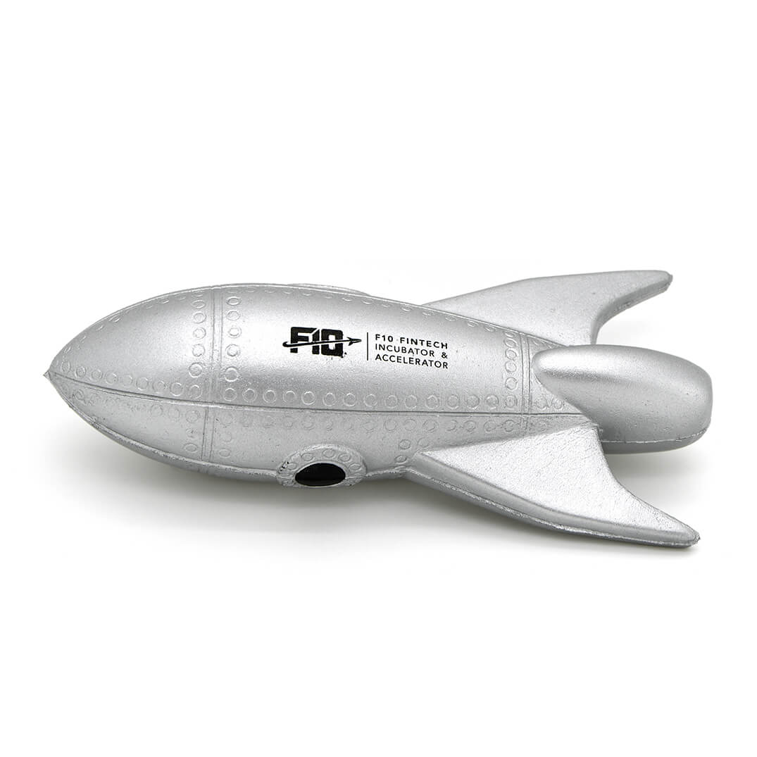 Silver Rocket Stress Ball Side View