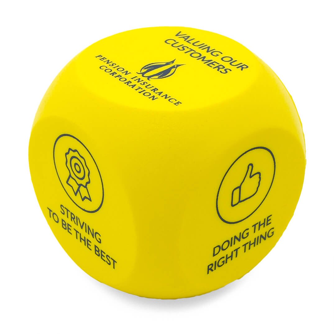 Yellow Decision Dice Stress Ball Side One