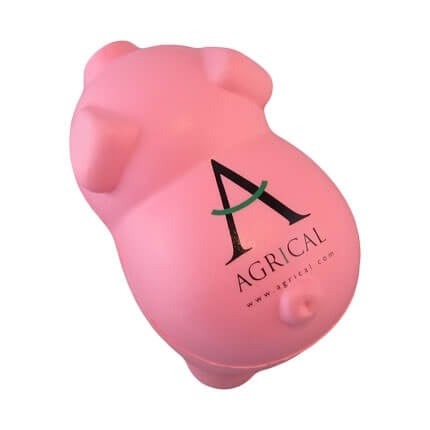 Pig shaped stress ball with logo