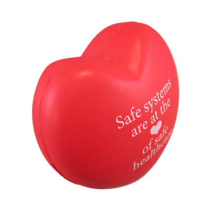 Red love heart shaped stress ball