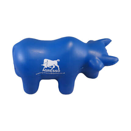 Bull shaped stress ball with logo