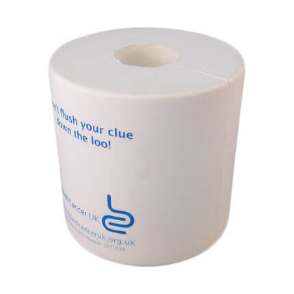 Toilet roll shaped stress toy side view