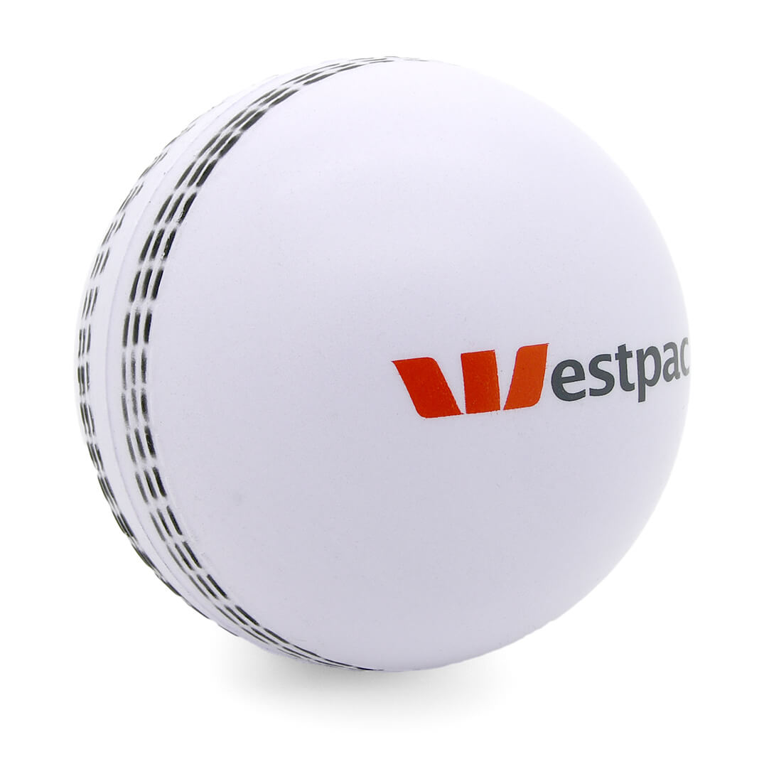 White Cricket Stress Ball Front View