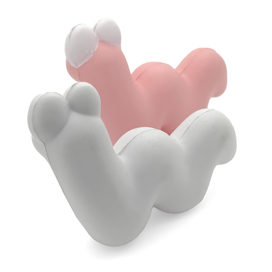 Pink and White Worm Stress Balls Rear
