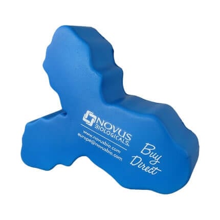 River shaped stress ball side view