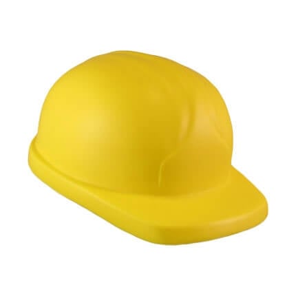 Hard hat shaped stress toy side view