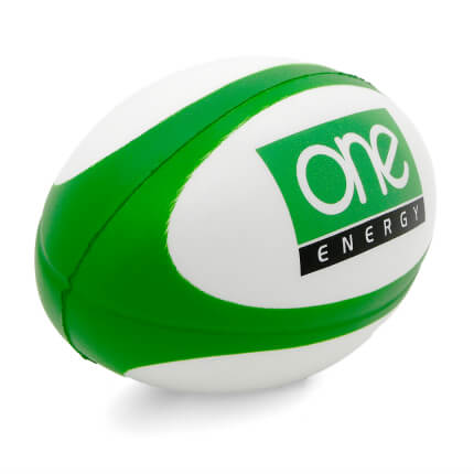 Banded Rugby Stress Ball Green End View