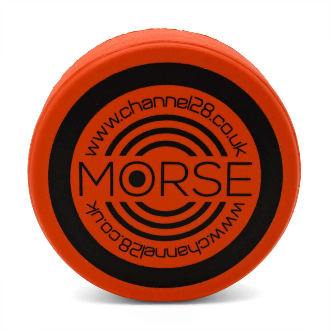 Channel 28 Orange Stress Hockey Puck Front View