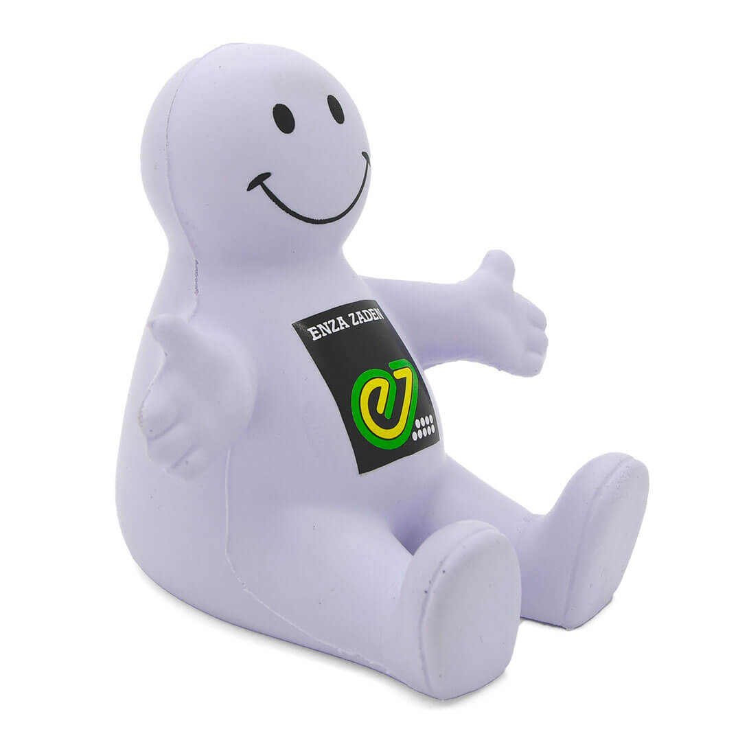 White Stress Smiley Phone Holder Alternate View