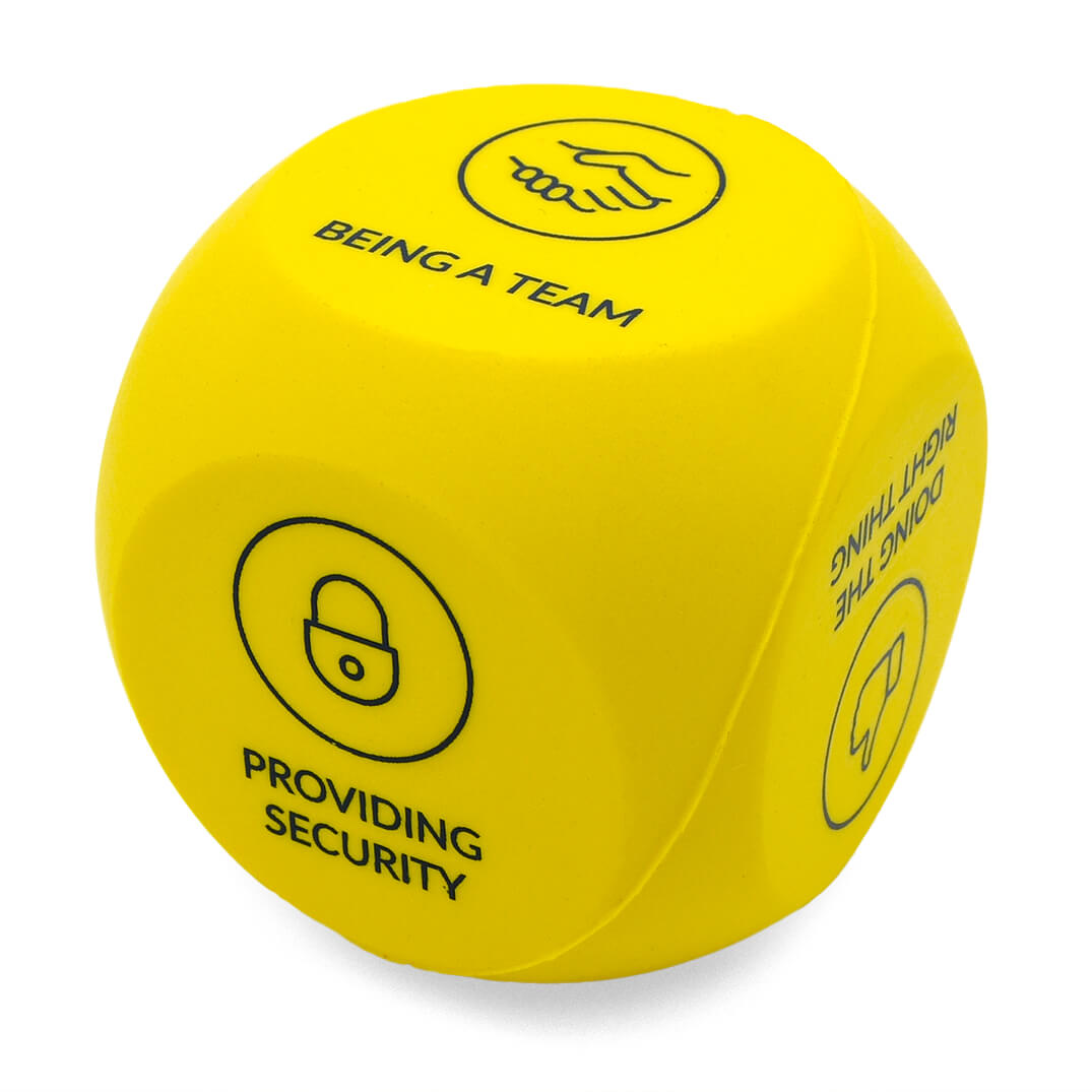 Yellow Decision Dice Stress Ball Side OThree