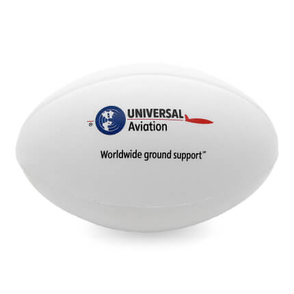 White Stress Rugby Ball Front View