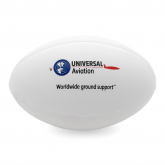 White Stress Rugby Ball Front View