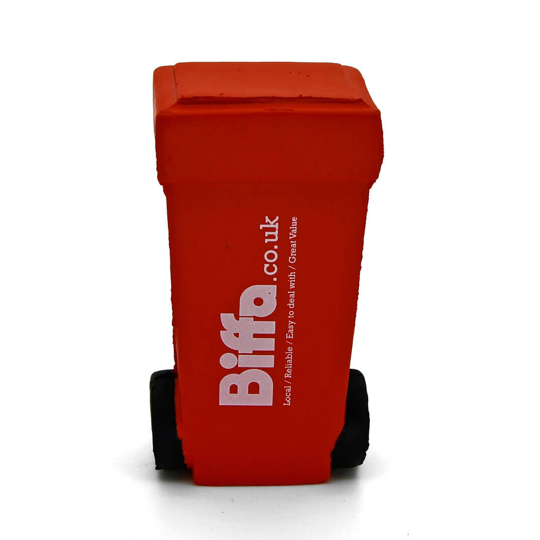 Red Biffa Wheelie Bin Stress Ball Rear View