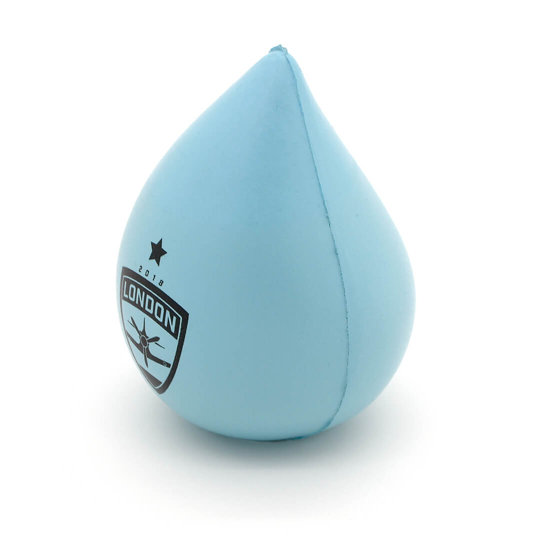 Light Blue Droplet Stress Ball Side View