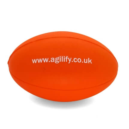 UK Made Orange Stress Rugby Ball Rear View