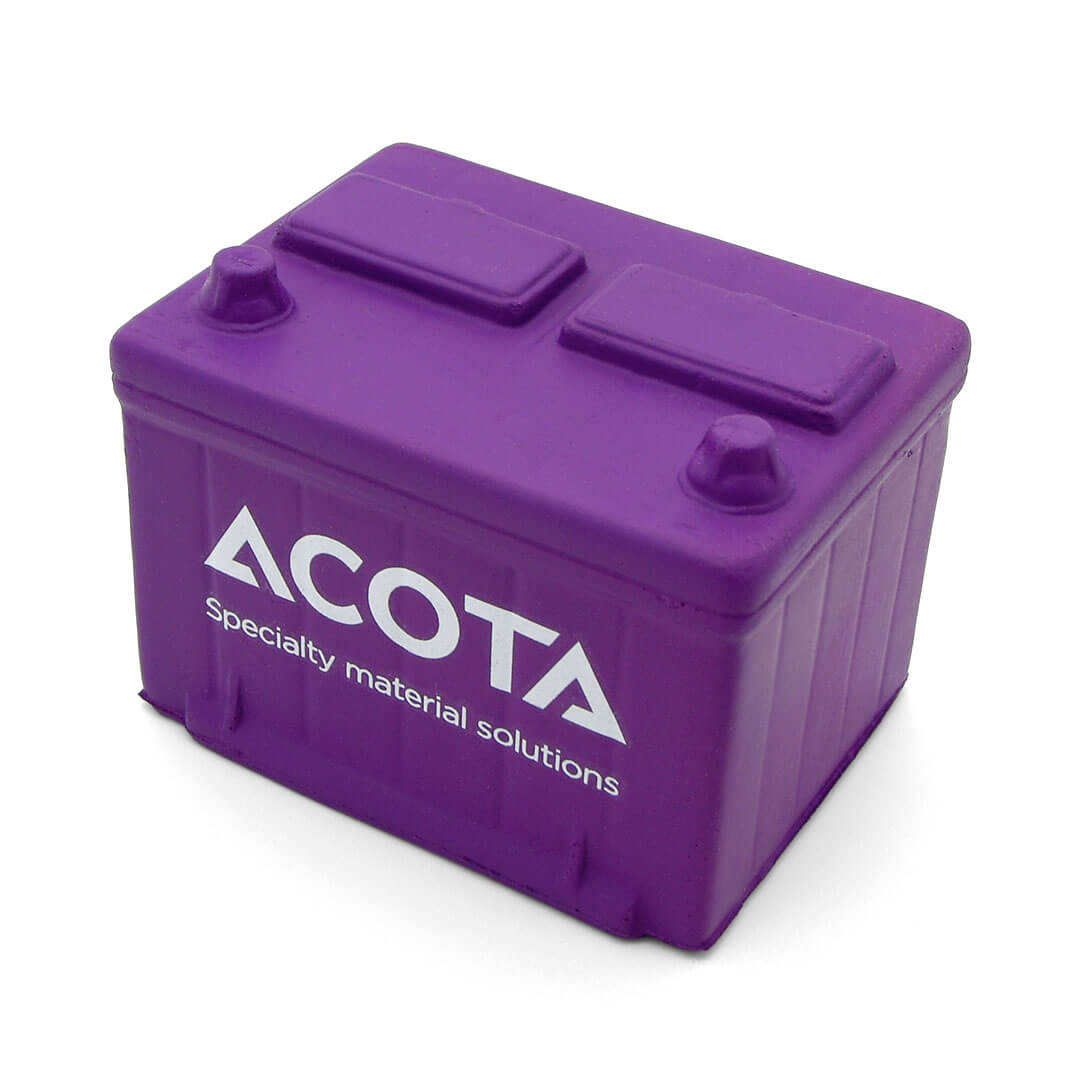 Purple Car Battery Stress Ball Rear View
